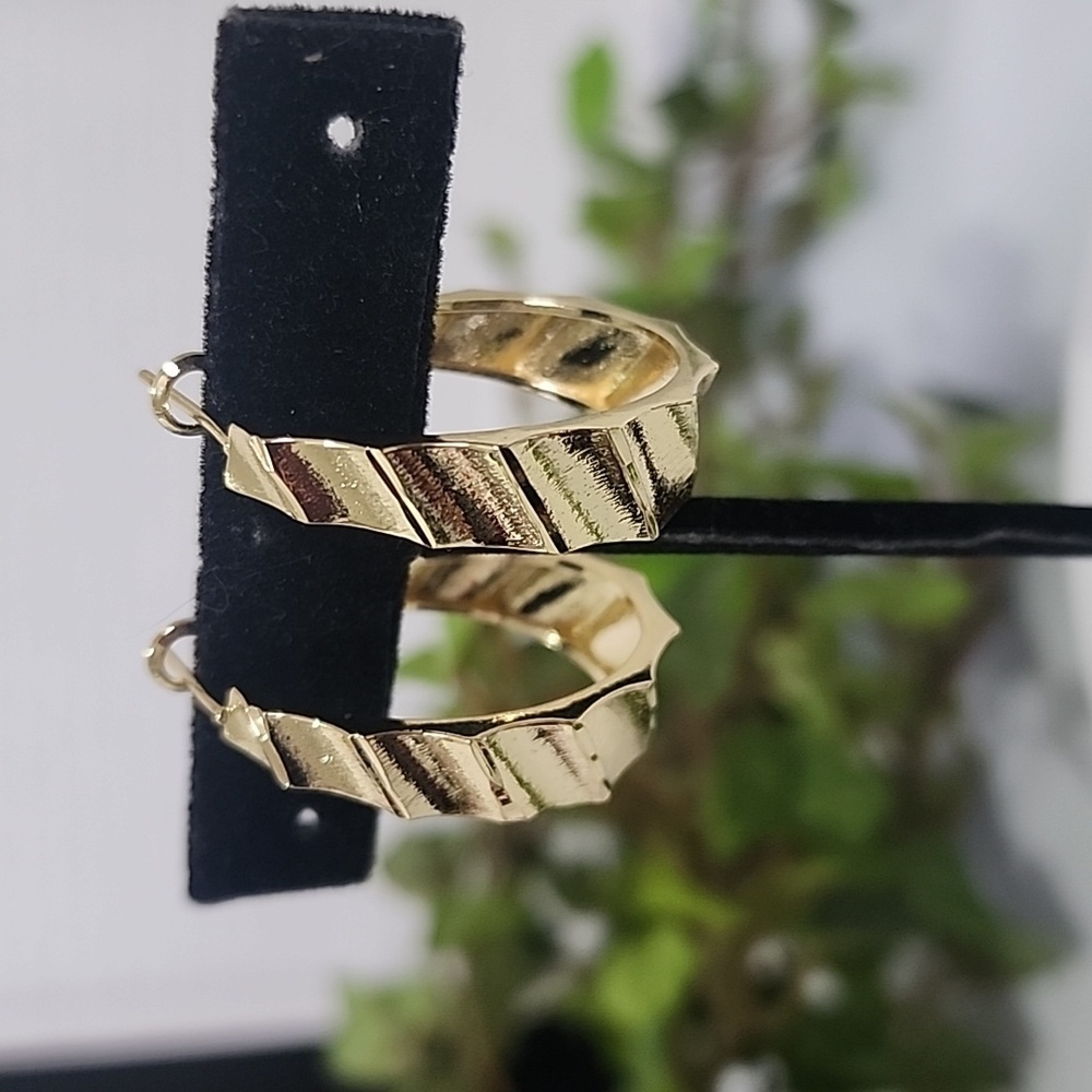 18k Gold Filled Chunky Oval Hoop Earrings New